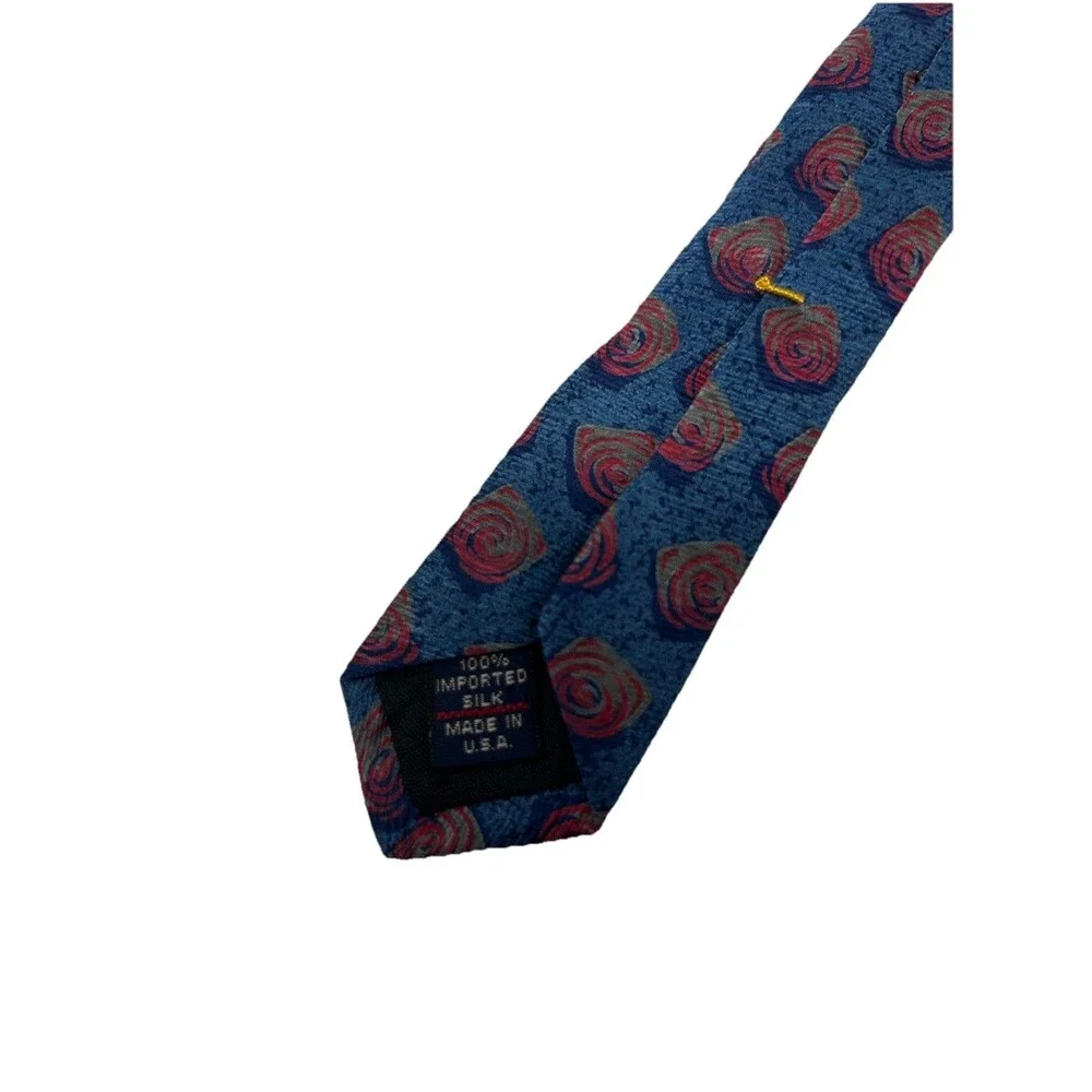 Rivetz of Boston 100% Silk Blue Red Geometric Pattern Neck Tie 56.75